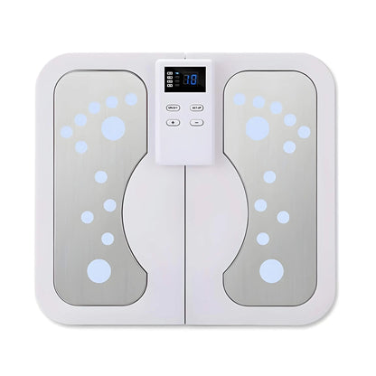 EMS foot massager mat with TENS and digital display for neuropathy and circulation support